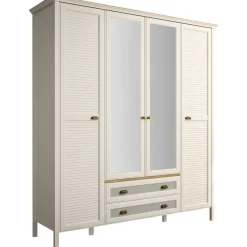 Vaatekaappi Linento Furniture FRN-21004, 186.3x215.9cm, kerma/ruskea/harmaa