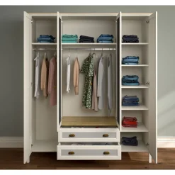 Vaatekaappi Linento Furniture FRN-21004, 186.3x215.9cm, kerma/ruskea/harmaa