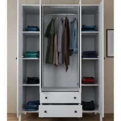 Vaatekaappi Linento Furniture FRN-20012, 140x194.8cm, valkoinen