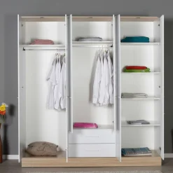 Vaatekaappi Linento Furniture GRD-862-MB-4, 224x206cm, valkoinen