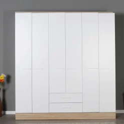 Vaatekaappi Linento Furniture GRD-862-MB-4, 224x206cm, valkoinen