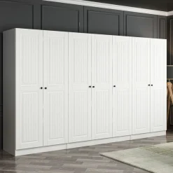 Vaatekaappi Linento Furniture Kale Mebran 4012 190x315cm valkoinen