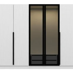 Vaatekaappi Linento Furniture Kale Plus 210x225cm 2 läpikuultavaa ovea eri värejä