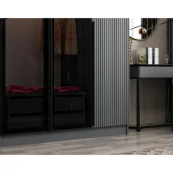 Vaatekaappi Linento Furniture Kale Plus 210x225cm 2 läpikuultavaa ovea eri värejä