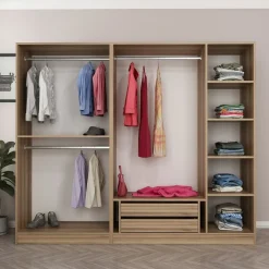 Vaatekaappi Linento Furniture Kale Plus 210x225cm 2 läpikuultavaa ovea eri värejä