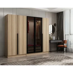 Vaatekaappi Linento Furniture Kale Plus 210x225cm 2 läpikuultavaa ovea eri värejä