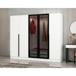 Vaatekaappi Linento Furniture Kale Plus 210x225cm 2 läpikuultavaa ovea eri värejä