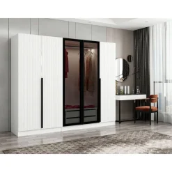 Vaatekaappi Linento Furniture Kale Plus 210x225cm 2 läpikuultavaa ovea eri värejä