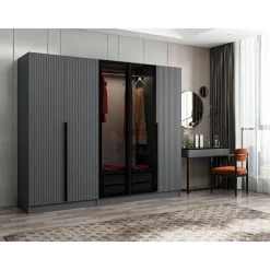 Vaatekaappi Linento Furniture Kale Plus 210x225cm 2 läpikuultavaa ovea eri värejä