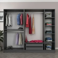 Vaatekaappi Linento Furniture Kale Plus 210x225cm 2 läpikuultavaa ovea eri värejä