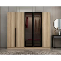 Vaatekaappi Linento Furniture Kale Plus 210x225cm 2 läpikuultavaa ovea eri värejä