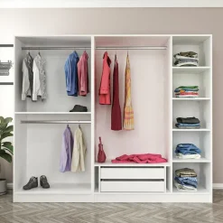 Vaatekaappi Linento Furniture Kale Plus 210x225cm 2 läpikuultavaa ovea eri värejä