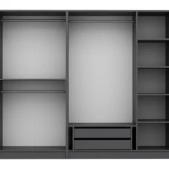 Vaatekaappi Linento Furniture Kale Plus 210x225cm 2 läpikuultavaa ovea eri värejä