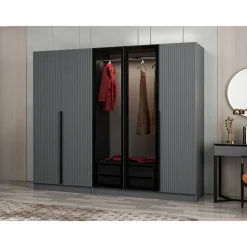 Vaatekaappi Linento Furniture Kale Plus 210x225cm 2 läpikuultavaa ovea eri värejä