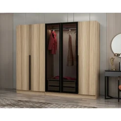 Vaatekaappi Linento Furniture Kale Plus 210x225cm 2 läpikuultavaa ovea eri värejä