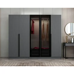 Vaatekaappi Linento Furniture Kale Plus 210x225cm 2 läpikuultavaa ovea eri värejä