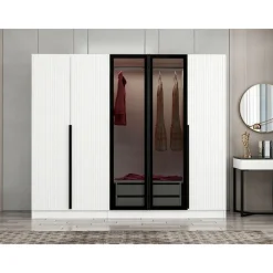 Vaatekaappi Linento Furniture Kale Plus 210x225cm 2 läpikuultavaa ovea eri värejä