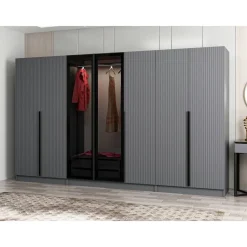 Vaatekaappi Linento Furniture Kale Plus 210x315cm 2 läpikuultavaa ovea eri värejä