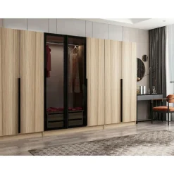 Vaatekaappi Linento Furniture Kale Plus 210x315cm 2 läpikuultavaa ovea eri värejä