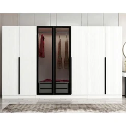 Vaatekaappi Linento Furniture Kale Plus 210x315cm 2 läpikuultavaa ovea eri värejä