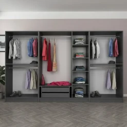 Vaatekaappi Linento Furniture Kale Plus 210x315cm 2 läpikuultavaa ovea eri värejä