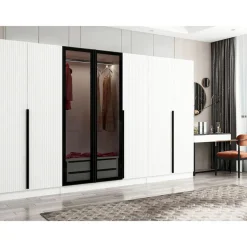 Vaatekaappi Linento Furniture Kale Plus 210x315cm 2 läpikuultavaa ovea eri värejä