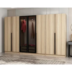 Vaatekaappi Linento Furniture Kale Plus 210x315cm 2 läpikuultavaa ovea eri värejä