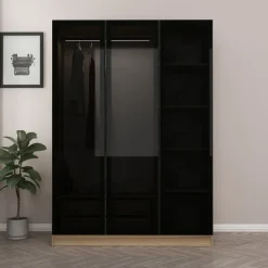 Vaatekaappi Linento Furniture Kale 2285 210x135cm tummanharmaa