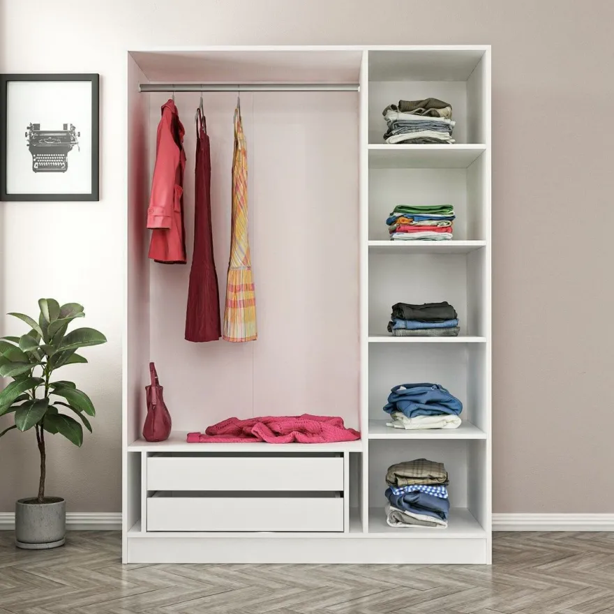 Vaatekaappi Linento Furniture Kale 2291 210x135cm valkoinen