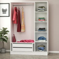 Vaatekaappi Linento Furniture Kale 2291 210x135cm valkoinen