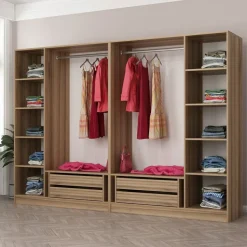 Vaatekaappi Linento Furniture Kale 210x270cm 4 vetolaatikkoa eri värejä