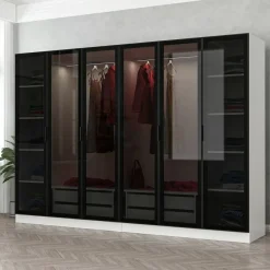 Vaatekaappi Linento Furniture Kale 210x270cm 4 vetolaatikkoa eri värejä