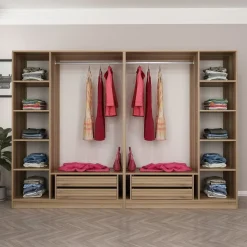 Vaatekaappi Linento Furniture Kale 210x270cm 4 vetolaatikkoa eri värejä