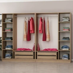 Vaatekaappi Linento Furniture Kale 210x270cm 4 vetolaatikkoa eri värejä
