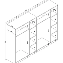 Vaatekaappi Linento Furniture Kardelen, 240x180cm