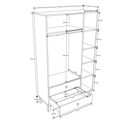 Vaatekaappi Linento Furniture Lisa 3522, tammi/valkoinen