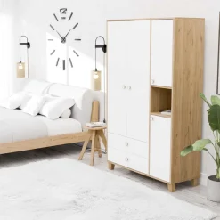 Vaatekaappi Linento Furniture Lisa 3522, tammi/valkoinen