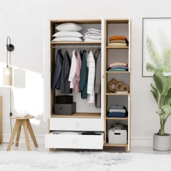 Vaatekaappi Linento Furniture Lisa 3522, tammi/valkoinen