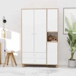 Vaatekaappi Linento Furniture Lisa 3522, tammi/valkoinen