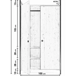 Vaatekaappi Linento Furniture L614, 100x180cm, ruskea