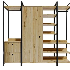 Vaatekaappi Linento Furniture Okan L600, 200cm, tammi/musta