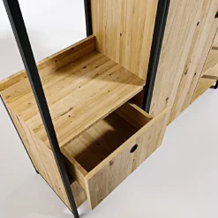 Vaatekaappi Linento Furniture Okan L600, 200cm, tammi/musta