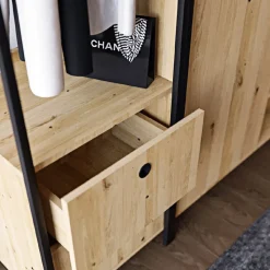 Vaatekaappi Linento Furniture Okan L600, 200cm, tammi/musta