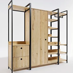 Vaatekaappi Linento Furniture Okan L600, 200cm, tammi/musta