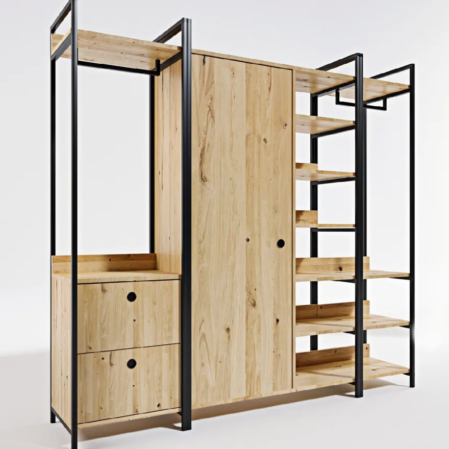 Vaatekaappi Linento Furniture Okan L600, 200cm, tammi/musta