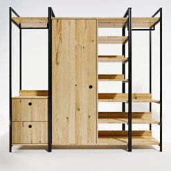 Vaatekaappi Linento Furniture Okan L600, 200cm, tammi/musta