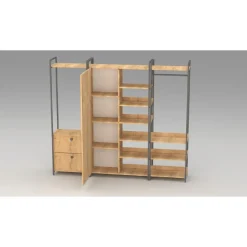 Vaatekaappi Linento Furniture Okan L600, 200cm, tammi/musta