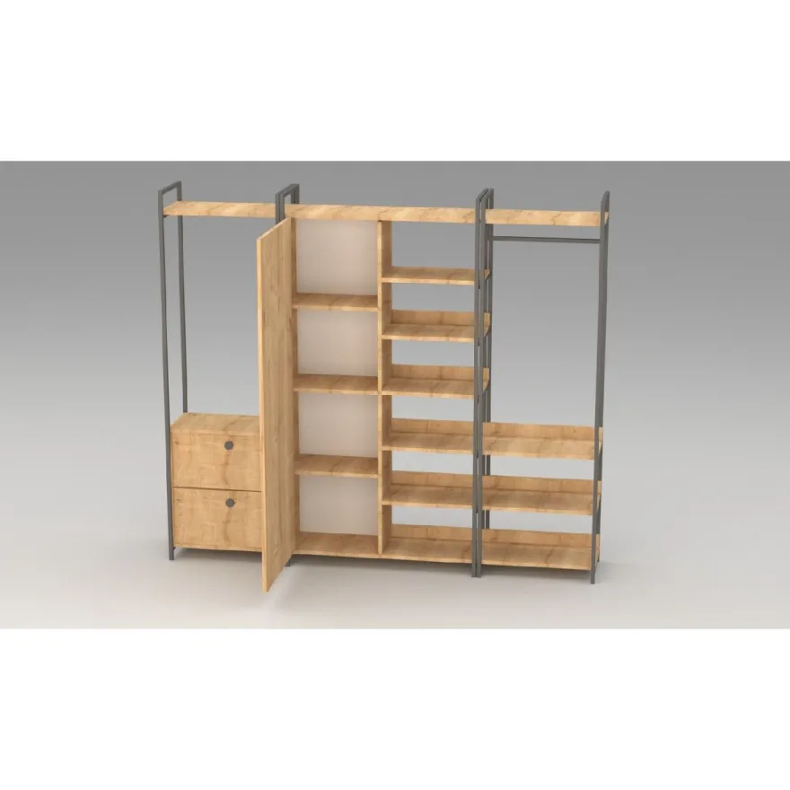 Vaatekaappi Linento Furniture Okan L600, 200cm, tammi/musta