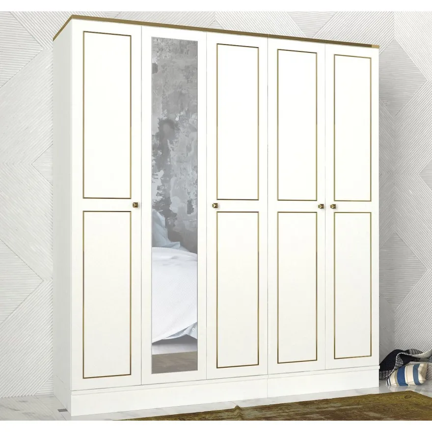 Vaatekaappi Linento Furniture Ravenna 5, valkoinen, 175cm