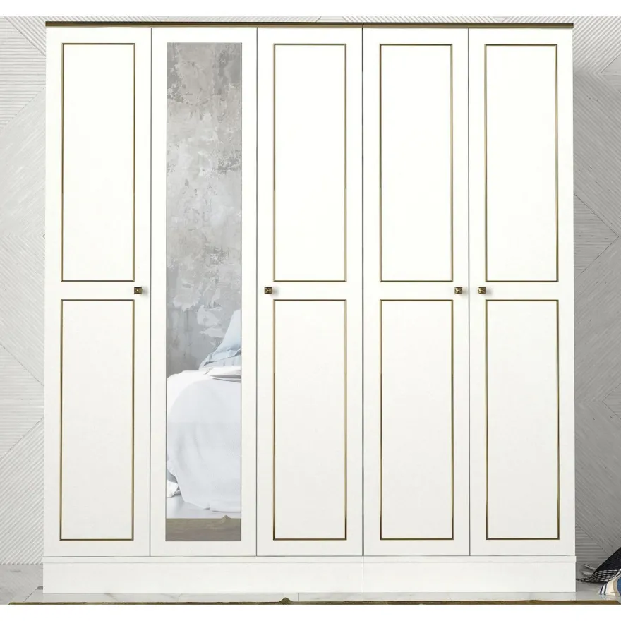 Vaatekaappi Linento Furniture Ravenna 5, valkoinen, 175cm